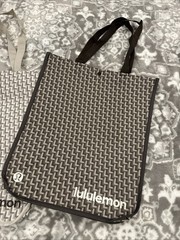 2 New Lululemon Large Reusable Shopper Tote Bag Limited Edition Ivory And Brown