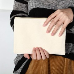 Blank Canvas Pouch Zipper Cosmetic Bag Bulk Plain Makeup Pouch