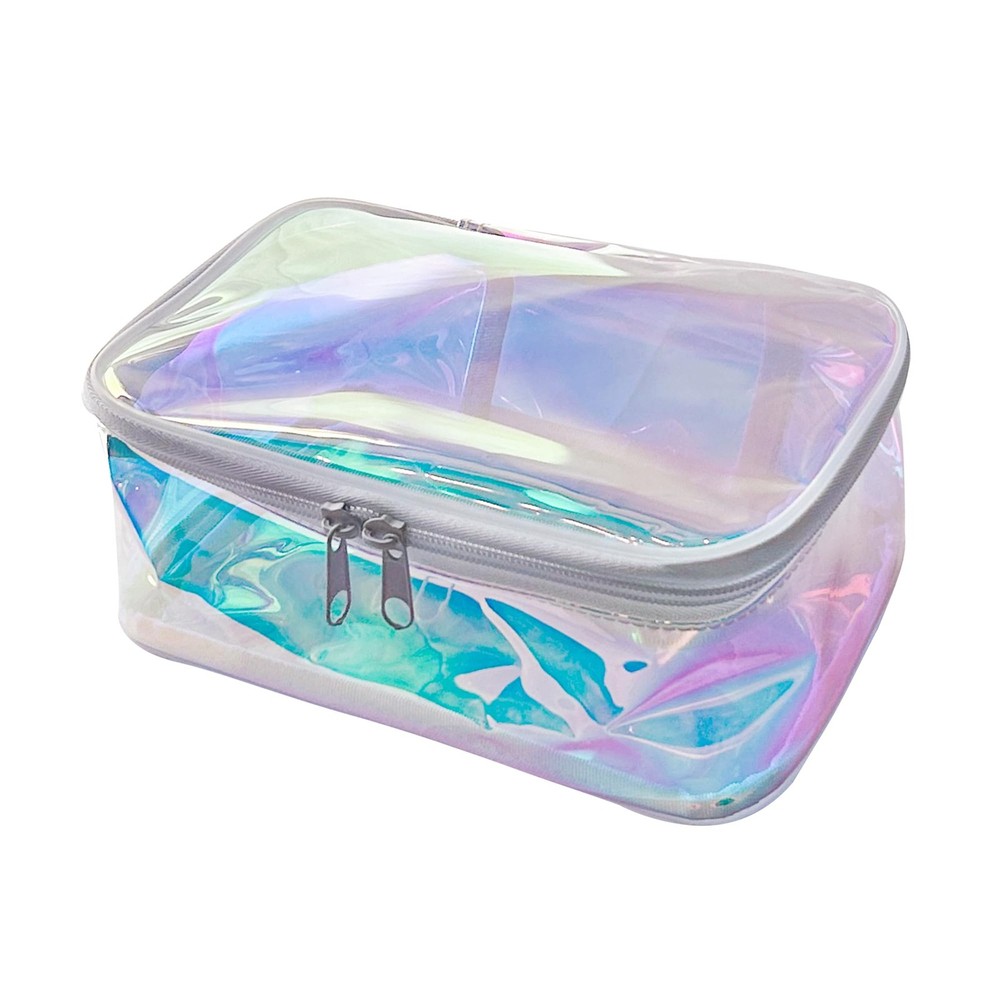 TotePrint TPU Holographic Clear Makeup Bags 7.87×5.51×3.15inches, Blue