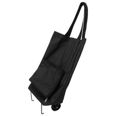 Foldable Wheeled Grocery Bag with Pull Strap Lightweight Oxford Fabric Tote