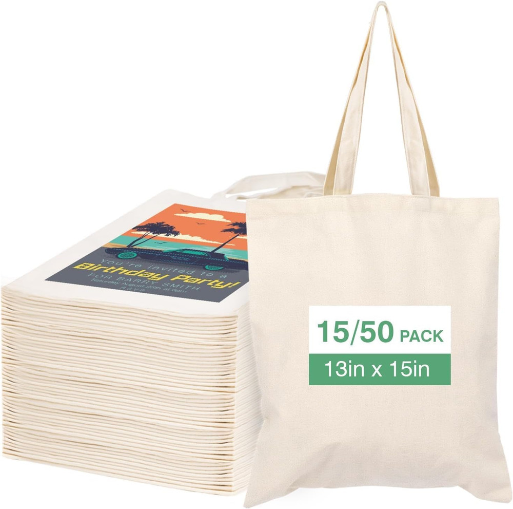 Canvas Tote Bag Bulk for DIY Projects, 13X15 Inches Tote Bags for Grocery Shoppi