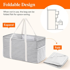 Extra Large Utility Tote Collapsible Reusable Grocery Shopping Laundry Basket