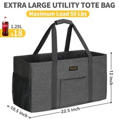 Extra Large Utility Tote Bag, Stand Up Utility Tote with Metal Wire Frame & H…