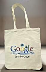 Google Tote Bag Earth Day 2006 Print 100% Cotton 15in x 13.7in Book Grocery
