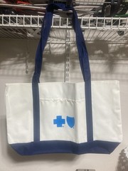 BLUE CROSS BLUE SHIELD CREAM/OFF WHITE CANVAS SHOPPING TOTE BAG MEDIUM 11×17