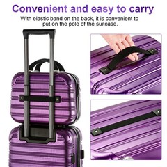 14-Inch Makeup Train Case Hardshell PC+ABS Travel Cosmetic Organizer, purple