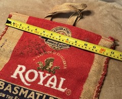 2 Royal Basmati Rice Repurposed Recycled Zipper Closure Burlap Bags Rustic Decor