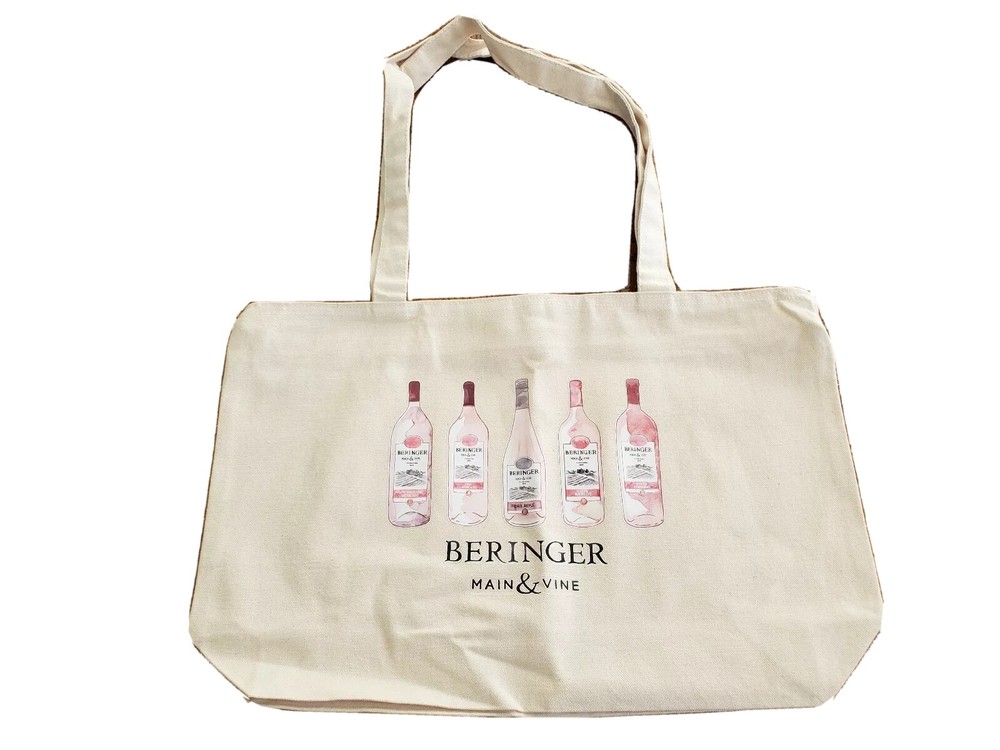 Beringer Main & Vine Wine Bottle Canvas Tote Bag Beach Shopping New