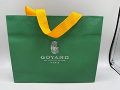 AUTHENTIC GOYARD PARIS SMALL PAPER SHOPPING GIFT BAG GREEN YELLOW HANDLES