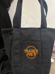 Trader Joes Mini Halloween Canvas Tote Bag ORANGE AND BLACK !