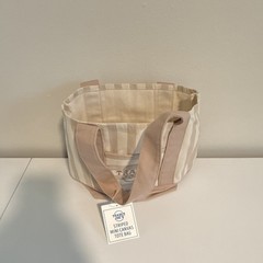 Trader Joe’s Striped Mini Canvas Tote Bag Reusable Beige/White