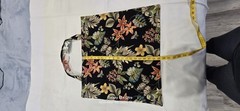 Floral Pattern Reversible Reusable Shopping Bag 21 x 15 in Black Multicolor