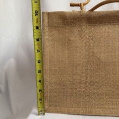 Natural Jute Tote with Bamboo Handles MED Beach Eco- Friendly Reusable Burlap