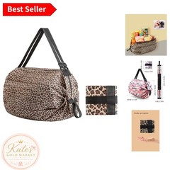 Large Capacity Foldable Tote Bag: Stylish Leopard Print for Travel & Shopping