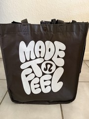 Lululemon Reusable Shopping Bags Set of 3, Large 2 Black 1 Lime Green 16”x13”