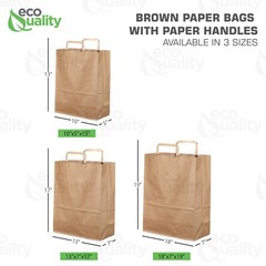 13x7x17 Large Kraft Paper Shopping Bags with Handles Reusable Brown Bags 500pcs