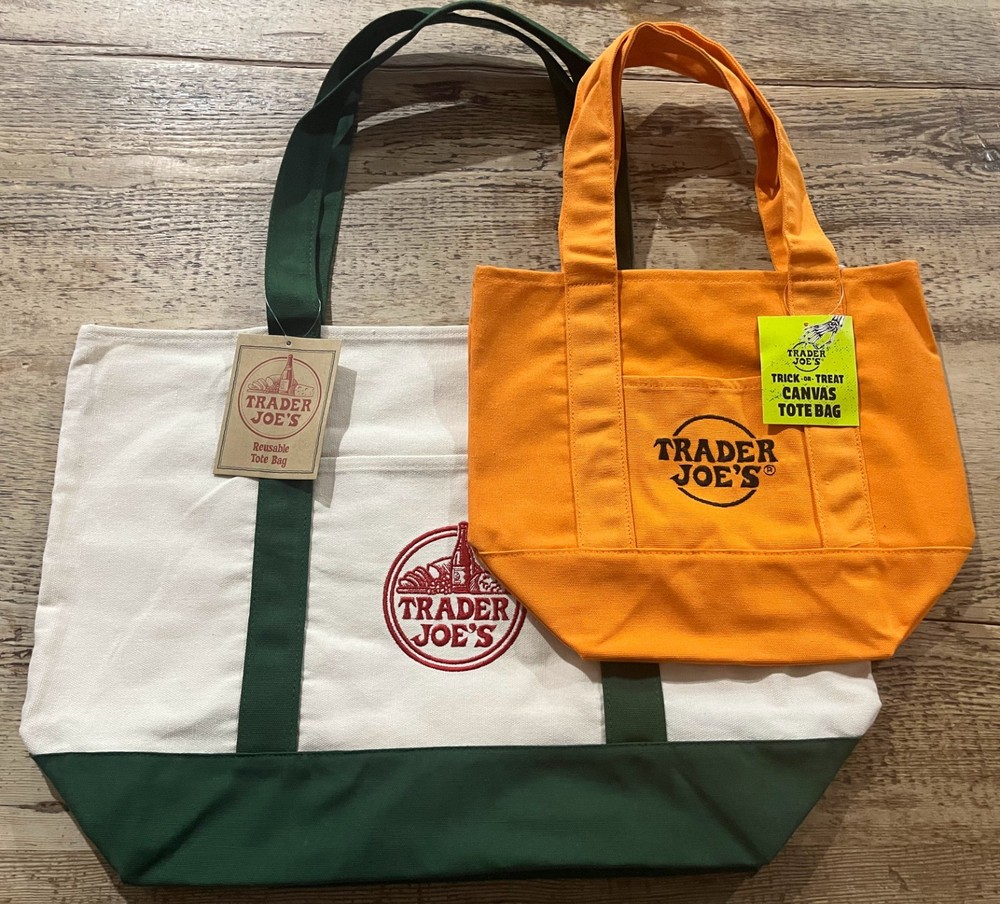Trader Joe’s Tote Bag & Orange Mini Tote Halloween in Orange Bundle