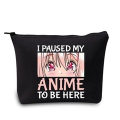 LEVLO Anime Girl Cosmetic Bag Amine Inspired Gift I My Black