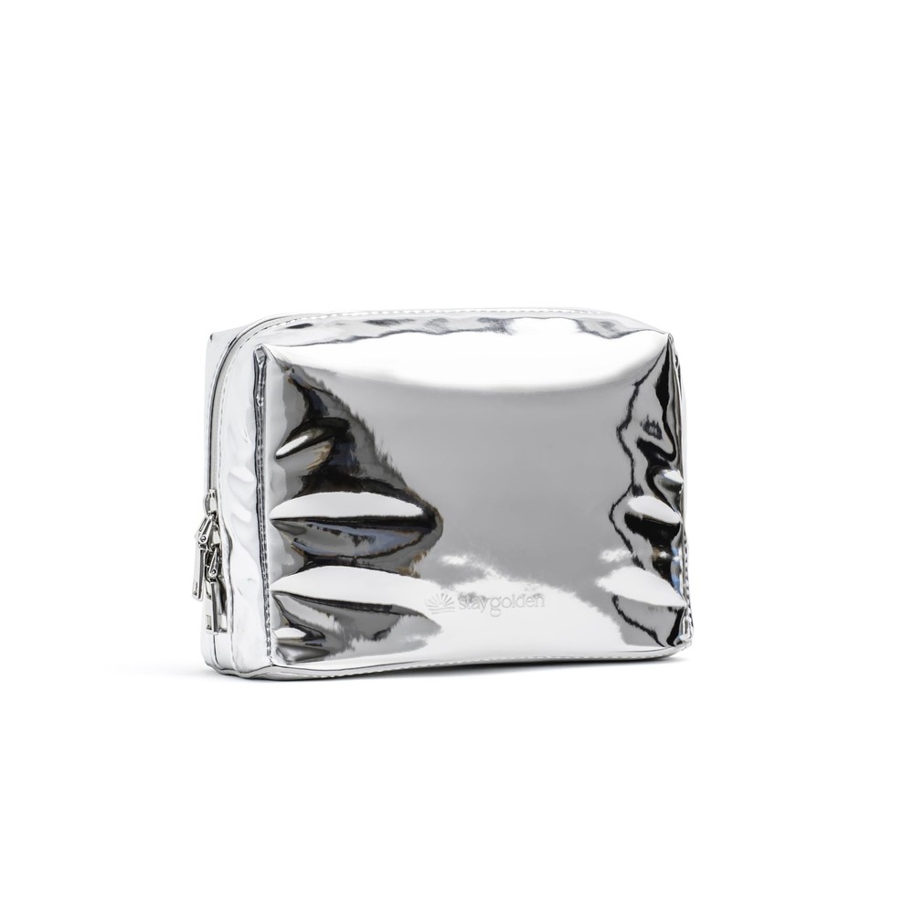 Stay Golden Metallic Silver Insulated Small, – Zipper