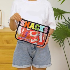 DYSHAYEN Chenille Letter Clear Zipper Snacks Pouch for Black-Snacks