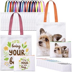 30 Pcs Sublimation Blanks Tote Bags, 15 Pcs Reusable Grocery Bags DIY Heat Tr…