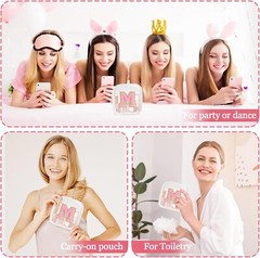Mini Clear Personalized Initial Makeup Bag,Nylon Preppy A-Z M, Mini-White