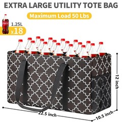 Extra Large Utility Tote Bag – Stand Up Utility Tote with Metal Wire Frame & …