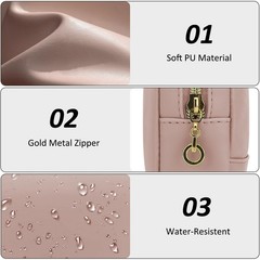 JINSI Small Makeup Bag for Purse,PU Leather Cute Travel Cosmetic small, Pink