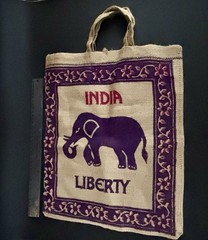 Liberty India Burlap Tote Bag 17”x14”
