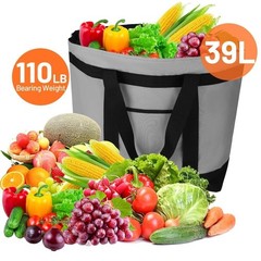 Insulated Reusable Tote Bag, Grocery Shopping, Cooler Bag, Grey