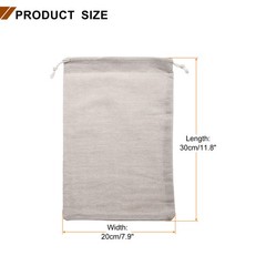 12pcs 7.9″ x 11.8″ Cotton Storage Bags, Beige Drawstring