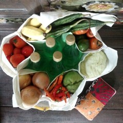 Grocery Shopping Tote Bag Foldable Handmade Natural Materials Eco-Friendly Vegan