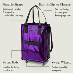 HULKEN (Small, Ultraviolet) Reusable Grocery Bag On Wheels, Shopping Trolley,…