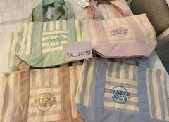 🛍️⭐️ | Trader Joe’s Striped Mini Canvas Tote Bag Reusable Multicolor 13x6x11 in