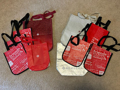 LOT Lululemon Limited Edition / Regular Seasonal Reusable Shopping Bag White Red