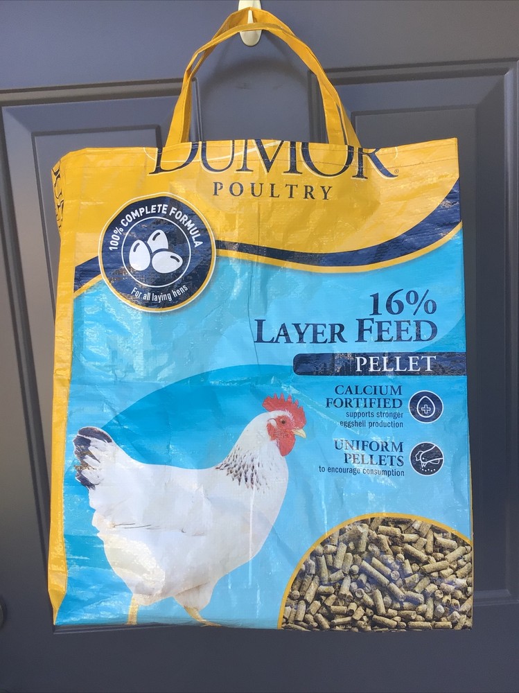 Large Handmade Repurposed, Recycled Poultry Feed Bag Tote, Reusable Shopping Bag