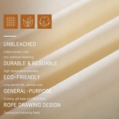Cotton Storage Pouches, Drawstring Sacks, Pack of 50