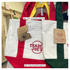 Trader Joe’s Mini Canvas Tote Bag Red • Grocery Shopper Bag • New With Tags