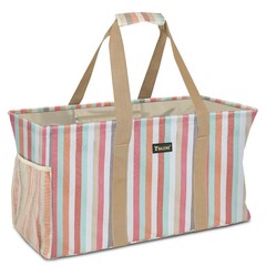 Extra Large Utility Tote Bag with Reinforced Wire Frame, Reusable Grocery Bag…