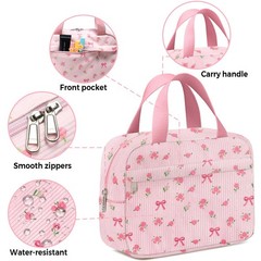 Chicarries Small Makeup Bag for Purse Cute Corduroy Cosmetic Flower bow pink
