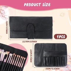 JJUNW Makeup Brush Holder, Roll Up Organizer Bag, black