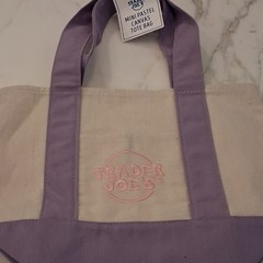 Trader Joe’s Mini Pastel Canvas Tote Bag, Canvas Tote – Purple & Beige