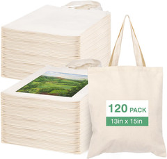 50/120 Pack Canvas Tote Bag Bulk for Business or Group, 13X15 Inches Blank Tote