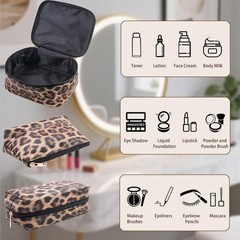 Kaxich 3PCS Leopard Print Makeup 21x15x12.3cm/8.27″ x 5.9” x 4.84”, Rose