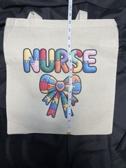 Large Canvas Tote Bag, Foldable, Puzzle Pattern, Beige Multicolor, 15x15x3 in