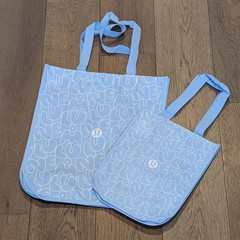 Lululemon Lot of 2 Large Small Shopping Totes Lunch Bags 🩵 Light Blue 🩵 *NEW!*