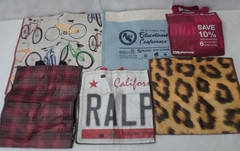 Tote Bags Wine Tote Lot of 6 Bicycle – Ralph – CVS – Leopard – Plaid – PFAC