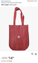 Lululemon Red | Black 2 x Reusable Shopping Gift Bag Medium Yoga Tote 14 x 16 in