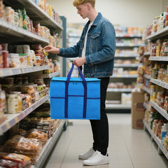 4 Pack Insulated Reusable Grocery Shopping Bags, Foldable Cooler Bag