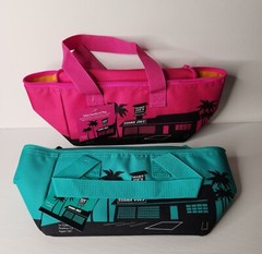 Trader Joe’s 2 MINI Insulated Cooler Tote Bag Pink&Teal 2024 Limited Edition NWT